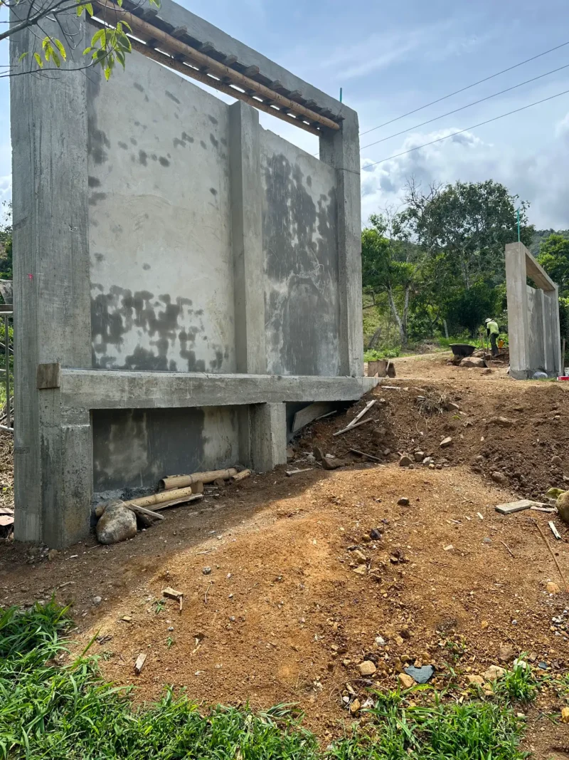 Portón de entrada de lujo en bambú guadua y acero en Colombia
