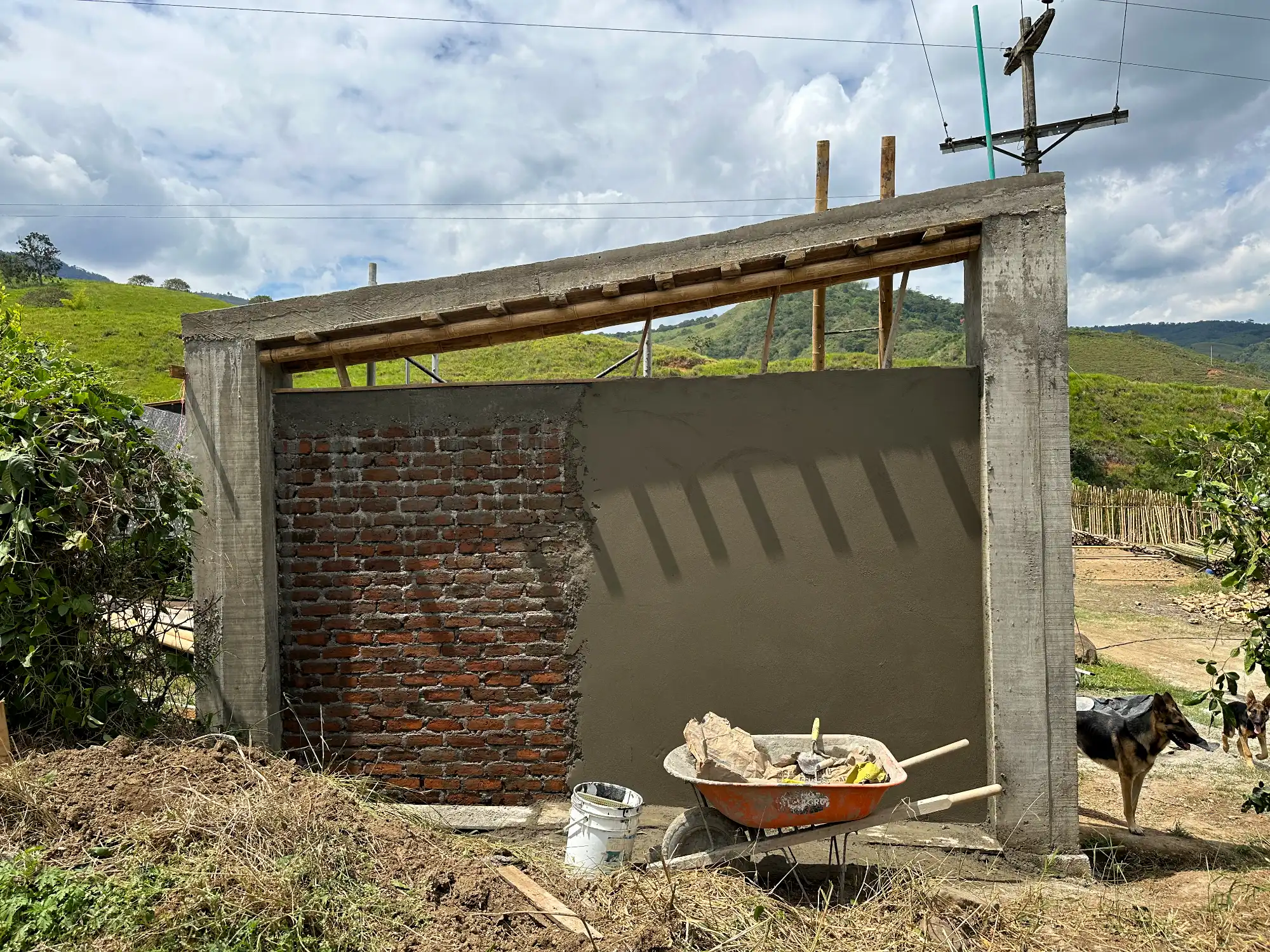Portón de entrada de lujo en bambú guadua y acero en Colombia