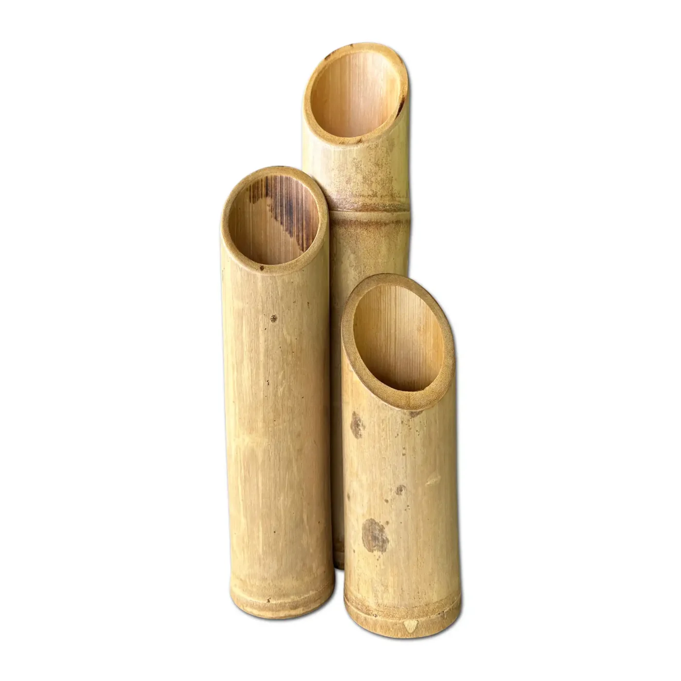 Floreros de Guadua Ø 9-10 cm (Set de 3) - Corte Diagonal