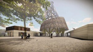 Render torre en bambú guadua en Bélgica