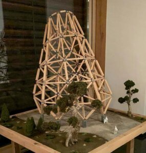 Maqueta torre en bambú guadua en Bélgica