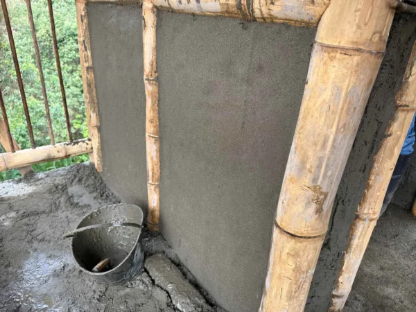 Muro tendinoso en guadua con malla de vena