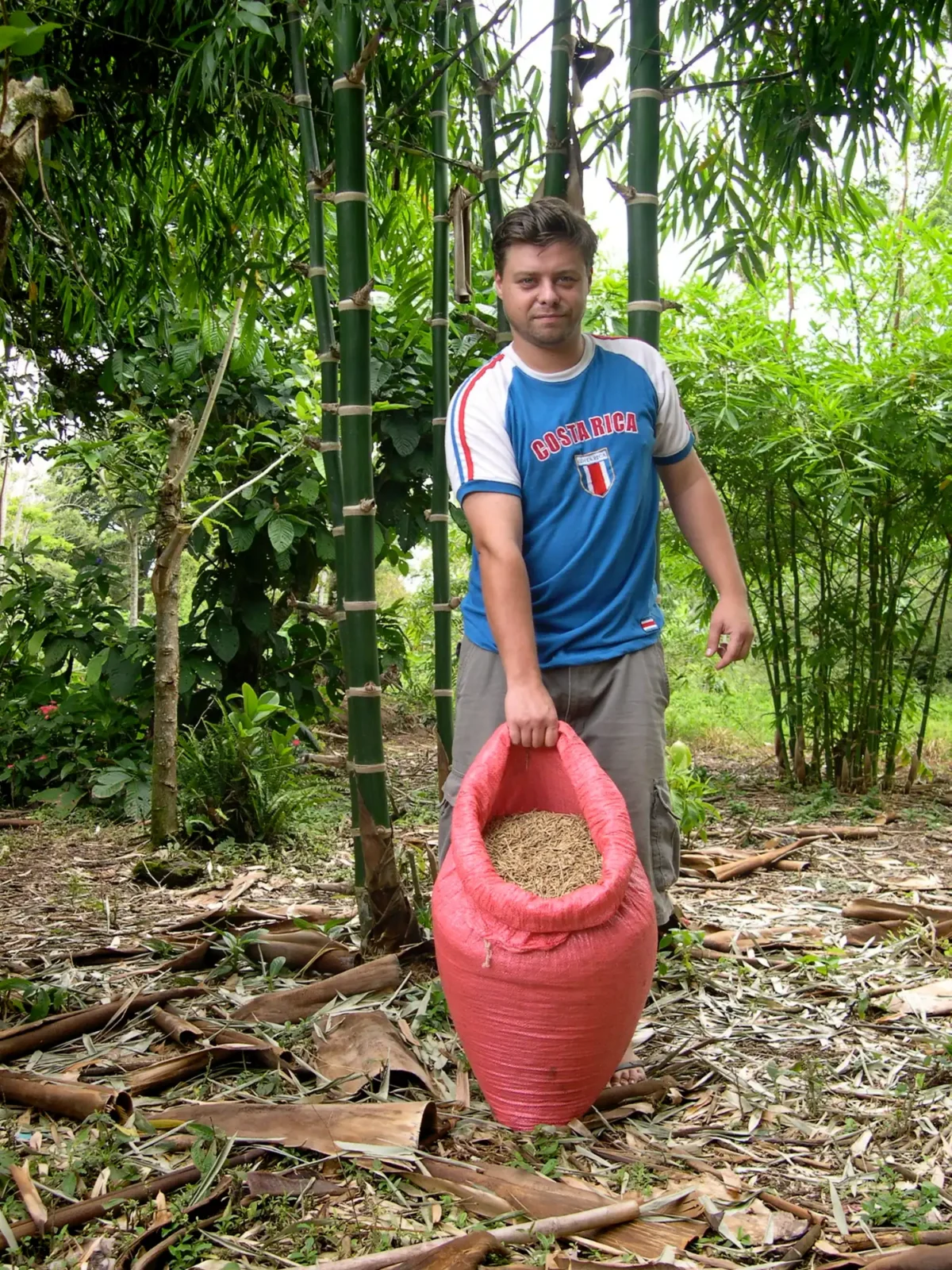 Stéphane Schröder con semillas de bambú Guadua en Costa Rica Stéphane Schröder con semillas de bambú Guadua en Costa Rica